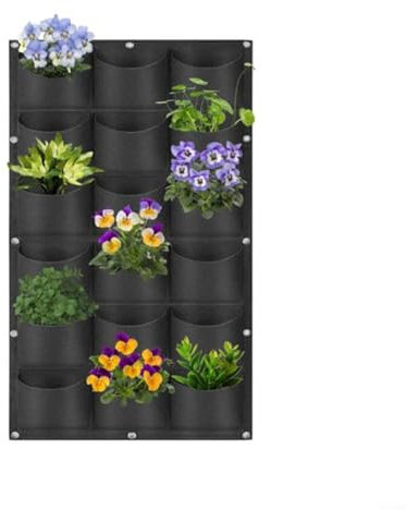 Sumsoctober Bolsa de fieltro montada en la pared para plantar colgar bolsas de cultivo de fieltro bolsas de plantación verticales de fieltro Bolsa de crecimiento vertical para plantas vegetales (B)