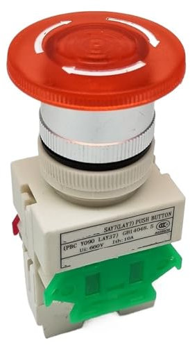 Interruptor de luz de parada de emergencia de 22 mm con pulsador de encendido y apagado tipo seta, interruptor LED.(220V)