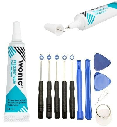 WONIC® Precision Glue Handy-Kleber, idealer Displayersatz | flexibel | wasserdicht | vibrationsfrei | Metallspitze | (1 Tube + Werkzeug-Set)