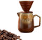 OUGPIU Pour Over Cafetière à piston vintage en céramique - Cafetière à goutte manuelle - Cafetière amovible pour la maison, le café, le restaurant, le camping (marron, 620 ml)