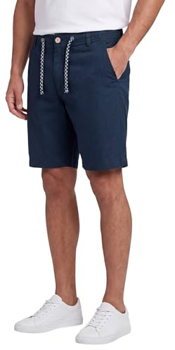 Indicode Herren Shorts (S-5XL) – Leichte Sommerhose aus Leinen-Baumwoll-Mix, Atmungsaktiv, Tunnelzug, 4 Taschen, Bequeme Freizeithose, Kurze Hose Herren – B794