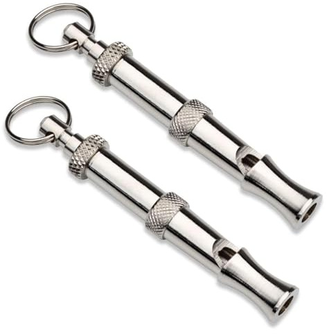 HAC24 2er Set Stahl Hochfrequenzpfeife Einstellbar bis 350m Reichweite Hundepfeife Ultraschall Hunde Pfeife Hundetraining Trainingspfeife