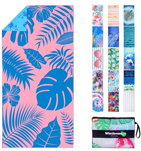 Winthome Strandtuch Wasserloser Öko-Duplexdruck Schnelltrocknend Sandfrei | Strandhandtuch Mikrofaser Groß Leichtes, Badetuch für Strand Schwimmen Sauna Camping, mit Tasche, OEKO (180x90cm, 1 Pack)
