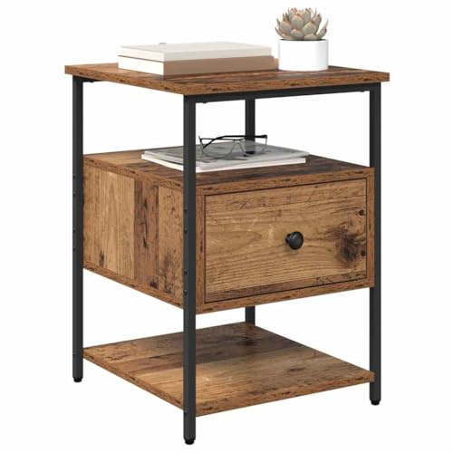 vidaXL Bedside Cabinet 2 pcs Old wood 40 x 42 x 56 cm Engineered wood, Elegant Nightstand, Modern Bedroom Furniture, Rectangular Storage, Durable Bedside Cabinet, Stylish Utility Table, Compact Unit