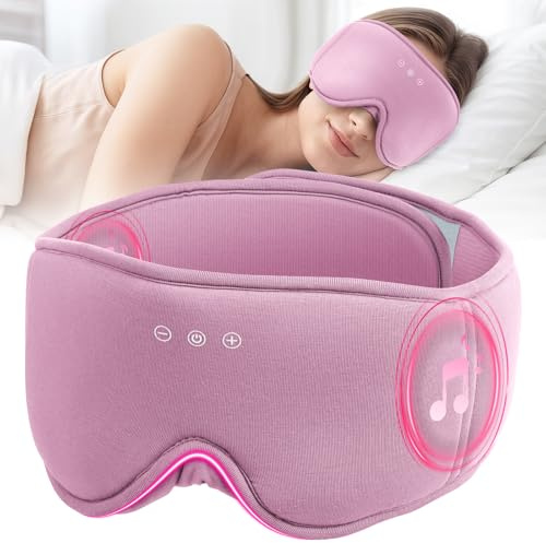 LOVE EYE Schlafmaske mit Kopfhörern, Augenmaske aus Bio-Bambusbaumwolle mit Bluetooth-Kopfhörern, atmungsaktives, fortschrittliches Ice-Silk-Gewebe (Lila)