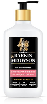 Barkin & Meowson Puppy & Kitten Gentle Conditioner, 350ml | Oat Extract & Cotton Oil gently condition, hydrate & nourish young coats. pH balanced & paraben-free. Vet recommended
