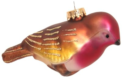 Krebs Glas Lauscha - Weihnachtsdekoration/Christbaumschmuck aus Glas - Rotkehlchen - Farbe: Rot/Gold Verlauf - Größe: ca. 10 cm