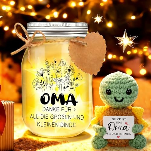 Johiux Muttertagsgeschenk für Oma,Geschenke für Oma von Enkelkinder,LED Flaschenlicht Schildkröten Figuren Geschenke zum Weihnachten Muttertag, Weihnachtsgeschenke für Oma.