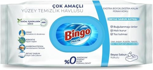 Bingo 1x Reinigungs Streifenfrei Oberflächenreinigungstücher Staubreiniger Kraftvolle Markenqualität Glas & Oberflächen – Schnell trocknend Tischtücher, Farbe: Lavendel, (1, Blau)