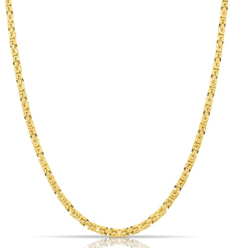 Tony Fein Königskette 3,8 mm 585er 14 Karat Vergoldet Gelbgold Hochglanzpoliert Massiv Made in Italy für Damen und Herren
