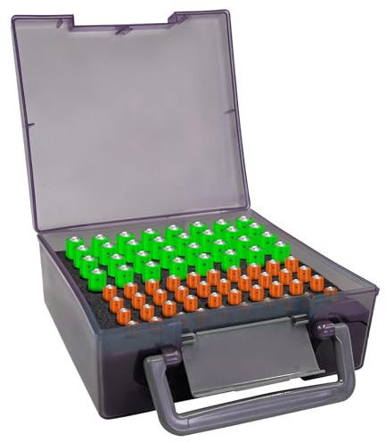 Fahibin AAA AA Batteries Box, Battery Storage Organizer Holder for Holds 72 AA AAA Batteries, 16.5 x 15.2 x 7.2 cm (Black)