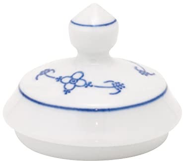 KAHLA 412201A75056X Blau Saks Deckel zur Zuckerdose 0,25 l | Zuckerschalen-Deckel mit Strohblumenmuster aus Porzellan