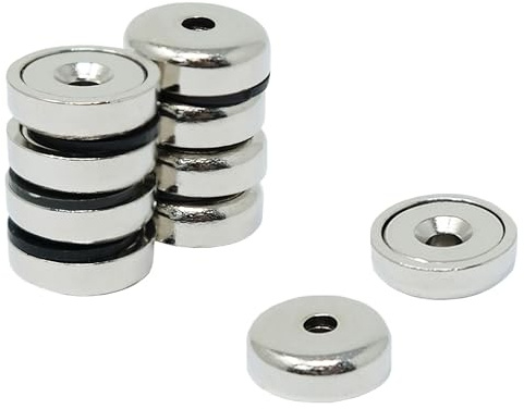 N42 Neodymium Pot Magnet for Arts, Crafts, Model Making, DIY, Hobbies, Office, and Home - 16mm dia x 5mm thick x 3mm c/sink - 9.6kg Pull - Pack of 4