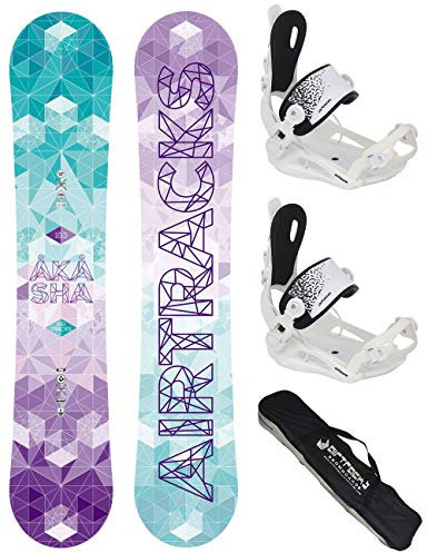 Airtracks Damen Snowboard-Set Akasha Lady Snowboard Freestyle Freeride 147 - Softbindung Master FASTEC W M - SB Bag