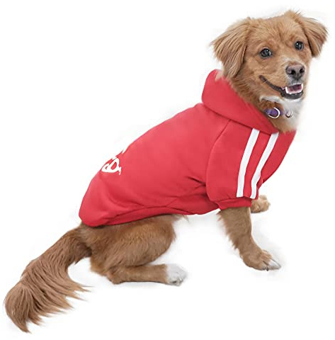 Eastlion Sweat à Capuche Chaud Coton Sweatshirt pour Chiens Pet Pull Vêtements Veste pour Chien Manteau Jumpsuit Costume,Rouge XS