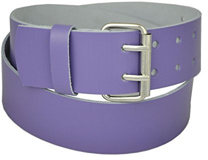 DayneQ 6cm Breit Echt Leder Guertel mit 2 Dorn Roll Schnalle -Lila-105cm Bundweit