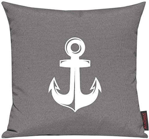 Shirtinstyle Kissenhülle Kissenbezug Sofakissen Sailing Anker Motive Maritim Urlaub Wasser See, Größe 40 x 40cm, Farbe grau