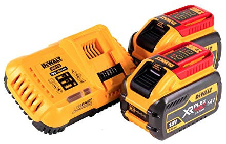 Dewalt - 2 batterie DCB547 18 V/54 V XR FLEXVOLT 9.0ah + caricatore rapido DCB118, 18 V, colore: Giallo
