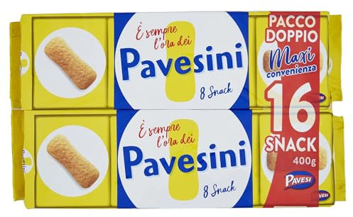 Pavesi Pavesini Classici, Biscotto Leggero per Colazione o Gustoso Break, Formato Bipacco Confezione da 400 g con 16 Porzioni Snack