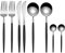 MORGIANA 8 Pieces Black and Silver Flatware Sets,18/10 Stainless Steel Glossy Cutlery Set, Black Utensil Set Dinnerware Set, Black Dinner Knife Spoons Forks Teaspoons, Service for 2 (Silver and Black)