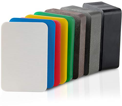 BAUHELD® Universal Unterlegplatten 60x40 mm [40/80/160 Stück] - Mehrfarbige Unterlegplättchen aus Kunststoff [Made in Germany] - Abstandshalter Keile in den Größen: 1.5, 2, 3, 4, 5, 10, 15, 20mm