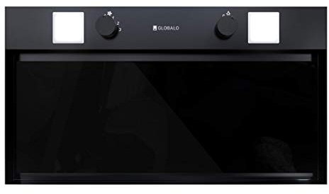 GLOBALO Dunstabzugshaube, Einbauhaube für Küche, Flachlüfter, mit Beleuchtung, Einbaubreite 60 cm, 3 Leistungsstufen, Gehärtetes Glas und Lackierter Stahl, Spedtero 60.2 Black, Schwarz, 45 dB, 570m3/h