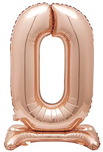 0 - Shaped Rose Gold Foil Balloon (76cm) - Stunning Free-Standing Party Decor - Perfect for Memorable Milestone Events - 1 Pc