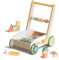 ROBUD Holz Lauflernwagen Baby Lauflernhilfe mit geometrischen Baublöcken, Lernen Laufwagen Spielzeug/ Baby Walker, für Gehfrei Kleinkinder, Bunte Bausteine