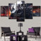 Wondbeau Leinwanddrucke Modulare Wandkunst Wandaufkleber 5 Teiliges Wandbild Druck auf Leinwand Malerei Moderne Abstrakte Poster Mit Rahmen L/150cm×80cm Spiel Battlefield, Skull People