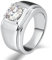 KnSam Herren Ring, Herren Ring Titan Rechteck Aus Edelstahl Siegelring Für Herren Männer Mit Zirkonia Silber Ring Mit Kostenlos Gravur