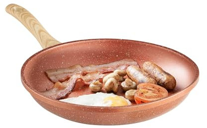 Lewis's Sovereign Stone Copper Frying Pan with Ergonomic Handle - Frying Pan – Pots & Pans, Copper Pans, Frying Pans Induction, Non Stick Pan, Copper Frying Pans (28cm)