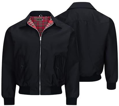 Walker and Hawkes Classic Faxton Jacket for Men - Timeless Water-Resistant Spring Jacket, Premium Cotton, Flannel-Lined, Black - X-Large