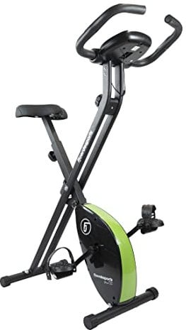 Fjoerdesports faltbarer Fahrradtrainer, Heimtrainer, Fitnessfahrrad LCD Trainingscomputer, klappbarer Hometrainer, inklusive Pulsmessung, maximales Benutzergerwicht 110 kg, 8 Widerstandsstufen (Grün)