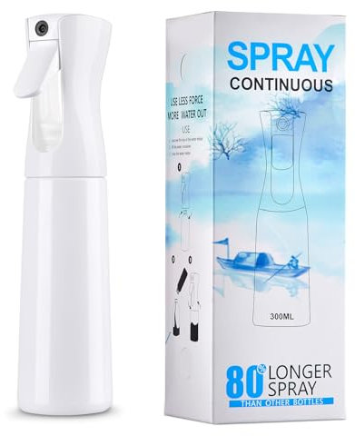 Creamify Pulverizador Agua Peluqueria-300ml Frascos,Botella Spray Continuo Niebla Fina para Cabello, Solución de Limpieza,Plantas(Blanco)
