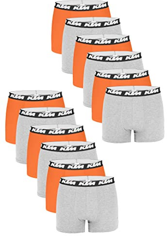 KTM by Freegun Boxershorts für Herren Unterwäsche Pant Men´s Boxer 12 er Multipack, Farbe:Light Grey/Orange, Bekleidungsgröße:M