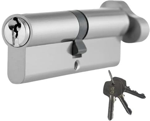 Golden Grace Thumb Turn Euro Cylinder Lock in Chrome Finish, Euro Door Barrel Lock with 3 Keys - 30T/30, 60 mm