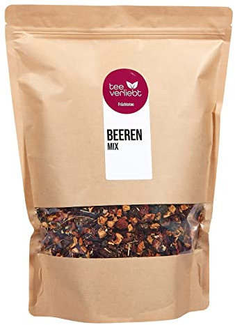 teeverliebt Beeren-Mix Früchtetee, loser Früchtetee mit Brombeere, Himbeere und Erdbeere, Beeren-Tee-Mischung, 1 kg