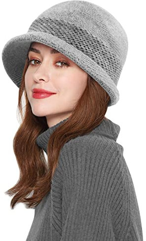 Comilaka Damen Baskenmütze Barett Beanie Strick Gefüttert Warm Strickmütze Schiebermütze Hut Winter Fleece Mütze