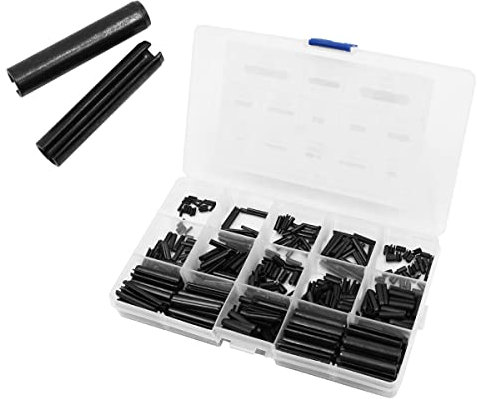 NUZAMAS 390pcs Slotted Spring Pins Assortment Set, M1.5-M6, Black Manganese Steel, Hardware Pins