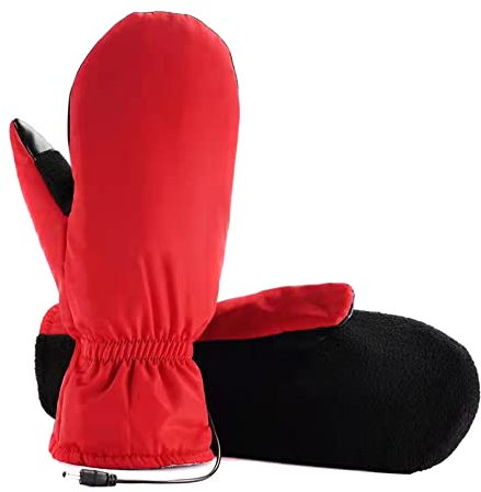 Huamengyuan USB Beheizte Handschuhe,Winter Warme Elektrische Fäustlinge Wiederaufladbare Elektrische Heizhandschuhe Winter Thermo Handschuhe Beheizte Handschuhe für Skifahren,Reiten,Jagen,Laufen