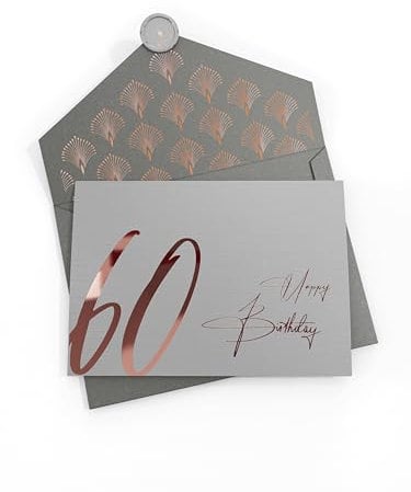 Joli Coon 60 Happy Birthday Klappkarte mit Kuvert und Wachs-Siegel - Geburtstagskarte 60