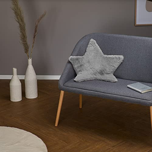 HOMESTORY Hochflorteppich Stern 60cm in Silbergrau, flauschig, super-Soft und vegan, Shaggy modern pflegeleicht und einfarbig