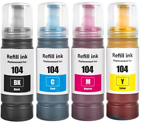 SHUOLEI E104 Tinte Kompatibel mit E104 Tintenpatronen Nachfülltinte für ET-1810 ET-2810 ET-2820 ET-2870 ET-2814 ET-2815 ET-2825 ET-2826 ET-2830 ET-2840 ET-2862 ET-2870 ET-2876 ET-4800 ET-4810 (4P)