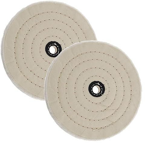 Disco di Lucidatura in Cotonea Forma di Spirale 150 mm con mola a spirale bianca (70 strati) per Smerigliatrice de Gioielli, Vetro, Metallo, Legno (2 pezzi Bianco)