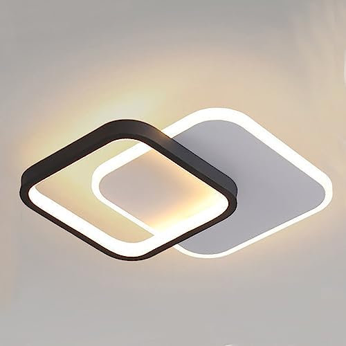 LIGKIN Plafon Luz LED Techo 24W, Lámpara de Techo de Acrílico Plafones Modernas Redondo 3000K / 4500K / 6000K Regulable para Cocina, Pasillo, Dormitorio, Escalera Oficina (Cuadrado)