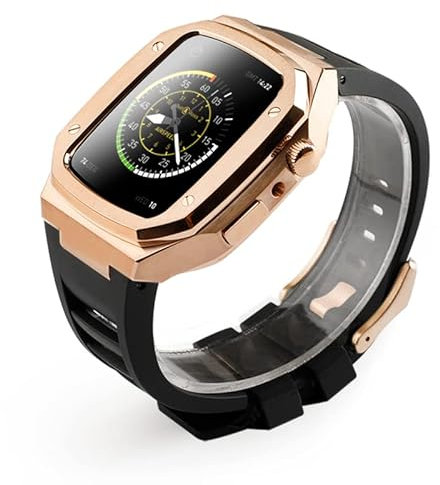 EPANO 45mm 41mm Cassa In Acciaio Inox Set per Apple Watch Band 40 44mm Cinturino In Gomma per iWatch Serie 7 6 SE 5 4 Kit di Modifica, 41MM, agata