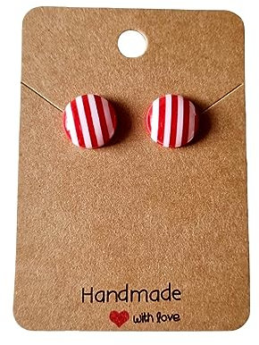 Ohrstecker weiß rot gestreift Cabochons
