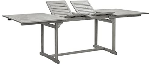 prissent (160-240 x100x75 cm Garten-Esstisch Massivholz Akazie Grau Ausziehbarer Esstisch Balkontisch Tisch Outdoor Garten Beistelltisch Elegantes Gartentisch Holz Ideal für Garten Oder Terrasse