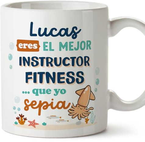 MUGFFINS Tazas Personalizadas para INSTRUCTOR FITNESS hombre - En Español - Mejor que yo Sepia - 11 oz / 330 ml - Regalo Personalizable original y divertido