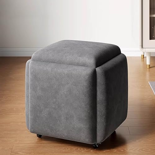 WestUx 5 in 1 Sitzwürfel,mit LenkrollenStapelbarer SofastuhlhockerNestbarer osmanischer Hocker Beweglicher Fußhocker für Wohnzimmer Schlafzimmer,C,45x45cm(18x18inch)